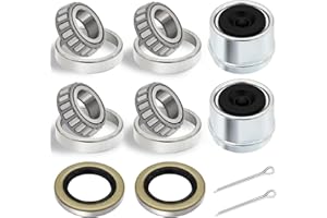 NIUOHOY 2 Sets 2000-2200lb Trailer Bearing Kit, L44643/L44610 Bearing Kits with 12192TB Grease Seals, 1.98" Dust Caps and Cotter Pins for 1'' Axles Trailer Wheel Hub