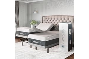 Sven & Son Platinum Adjustable Bed Base Frame + 14 inch Hybrid Spring Matt (Medium Soft), Lumbar Support, Head-Pillow-Tilt, Massage, Under-Bed Lights, USB - Split King