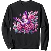Floral Spring Flower Butterfly Women Sweatshirt