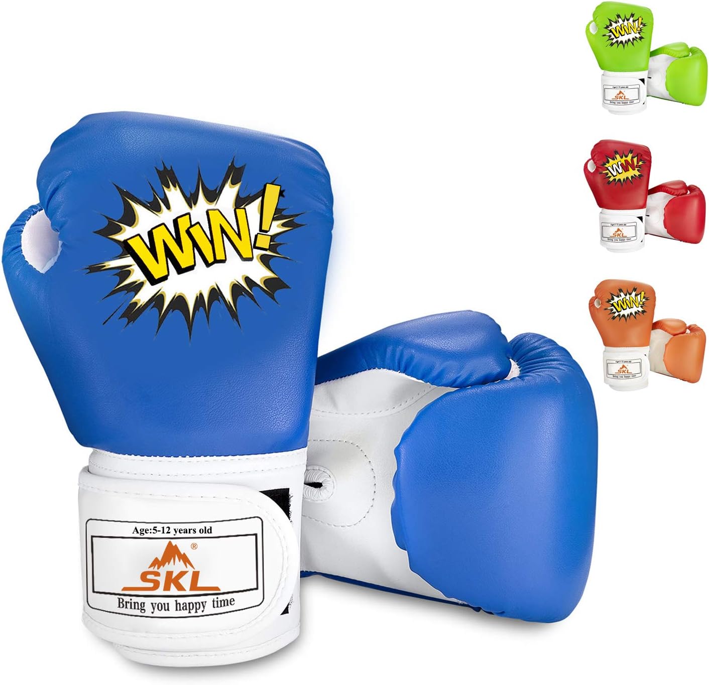 SKL Kids Boxing Gloves 4oz Training Gloves for Children Cartoon Sparring Boxing Gloves Training Mitts Junior Punch PU Leather Age 5-12 Years Blue : Sports & Outdoors