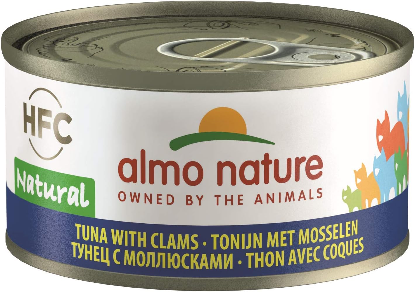 Almo Nature HFC Natural - Wet Cat Food for Adult Cats - Tuna with Clams - Human Grade, Gluten Free - 70g, Pack of 24