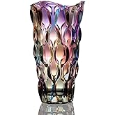 9.5" High Thickened Colorful Glass Flower Vase for Home Decor, Dining Wedding Table Office Holiday Party Centerpiece Decoration