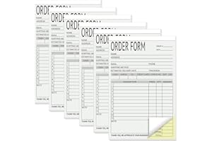 suituts 6 Pack Sales Order Books Work Order Form Pads, 2 Part Carbonless, 5.5 x 8.5 Inch Invoice Receipt Book for Business(50
