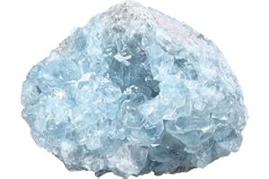 dssmboom Natural Rough Blue Celestite Crystal Mineral Specimen for Crystal Collection, Irregular Geode Celestine Raw Stone for Home Office Decor & Chakra Balancing, 1.57"-2.56"