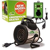 BioGreen Electric Greenhouse Heater &amp; Fan with Digital Thermostat PALMA | 1500 Watts, 5100 BTU/hr | 5800 ft&sup3;/h Air Circulation -58 to 210.2&deg;F | Stainless Steel | Spraywater Proof