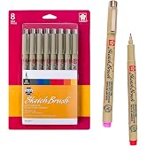 Sakura Pigma Sketch Brush Pens, Flexible Tips, Archival Ink, 8 Color Set | Flexible Brush Pens for Artists, Brush Lettering &amp; Illustration, Archival Ink for Smooth &amp; Precise Lines