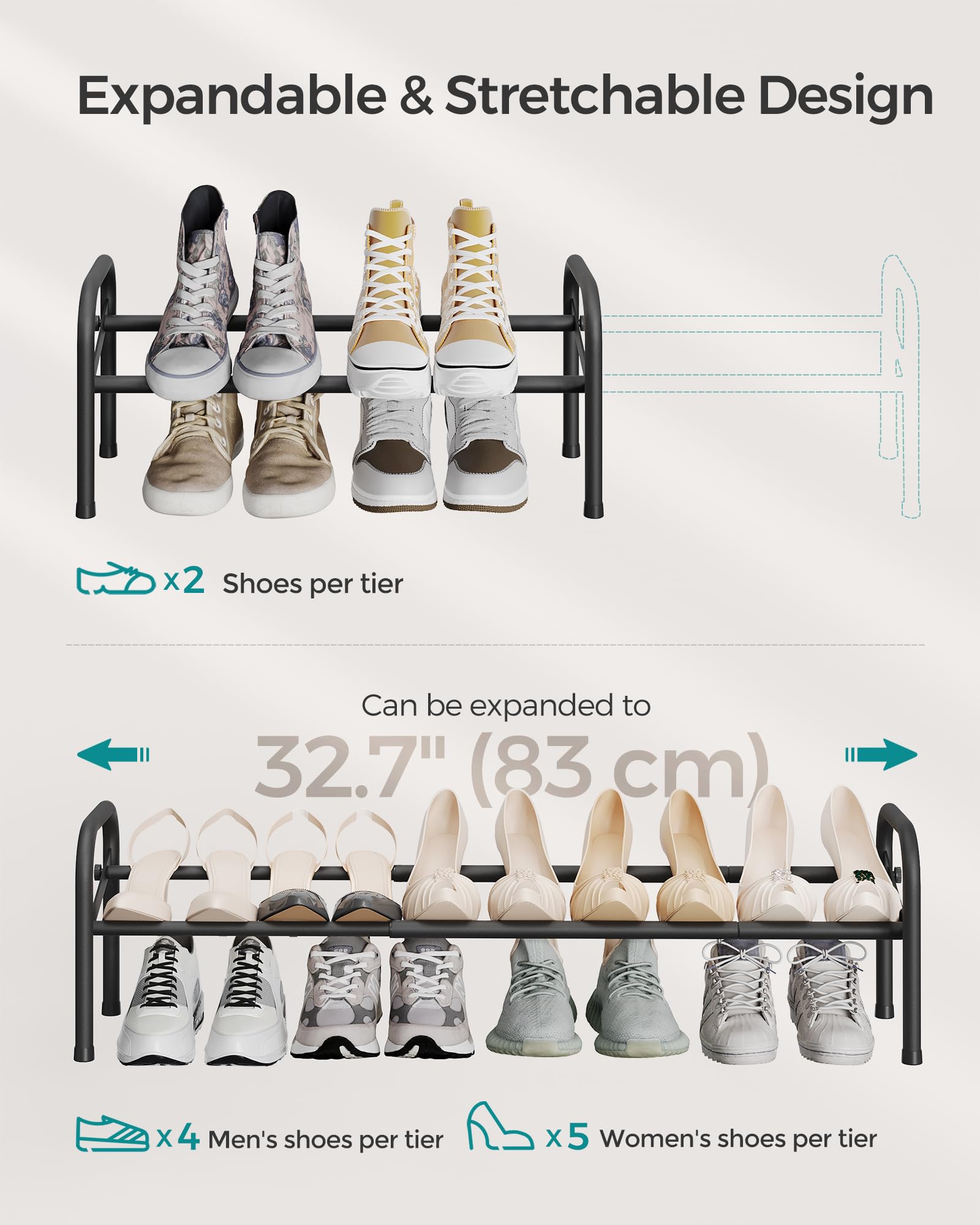 Mua Expandable Shoe Rack, 1 Tier Shoe Rack Shelf, Adjustable Shoe ...
