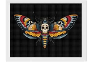 Traditional Tattoo Death Moth Square Diamond Painting Kits for Adults 5D Art Crafts for Beginner DIY Gifts