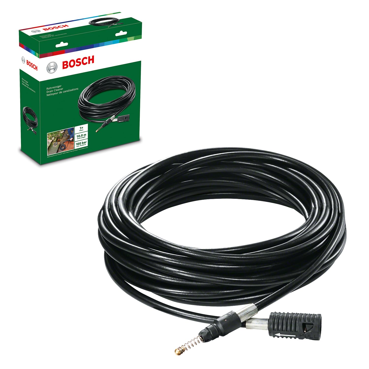 Bosch Home And Garden Débouche Canalisations De 10 M (160 Bar) - Accessoire Pour Nettoyeur Haute Pression F016800483