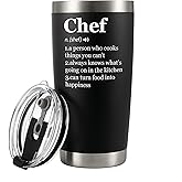 Chef Definition Chef Gifts Vacuum Insulated Tumbler Cook Sous Chef Pasty Baker Baking Baking Gifts Culinary Student Teacher Head Chef Travel Mug with Lid Straw 20 oz Black