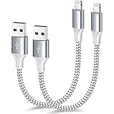 [Apple MFi Certified] Short iPhone Charger 1ft 2Pack,USB A to Lightning | Nylon Braided 12 Inch Fast Charging iPhone Cable Compatible with iPhone 14 13 12 11 Pro/Max/Mini Xs SE2/iPad for Car