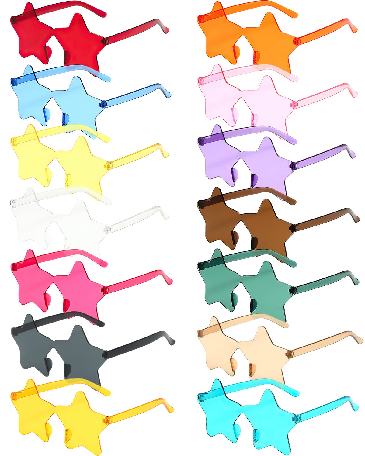 Photo 1 of 14 Pairs Star Shaped Rimless Sunglasses Frameless Star Sunglasses Transparent Candy Color Glasses Tinted Eyewear Bachelorette Party Favors Photo Booth Props, Aircraft Box Well Packaged,14 Colors