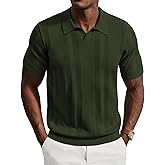 PJ PAUL JONES Mens Polo Shirts Short Sleeve V Neck Knit Shirt Casual Golf Polos