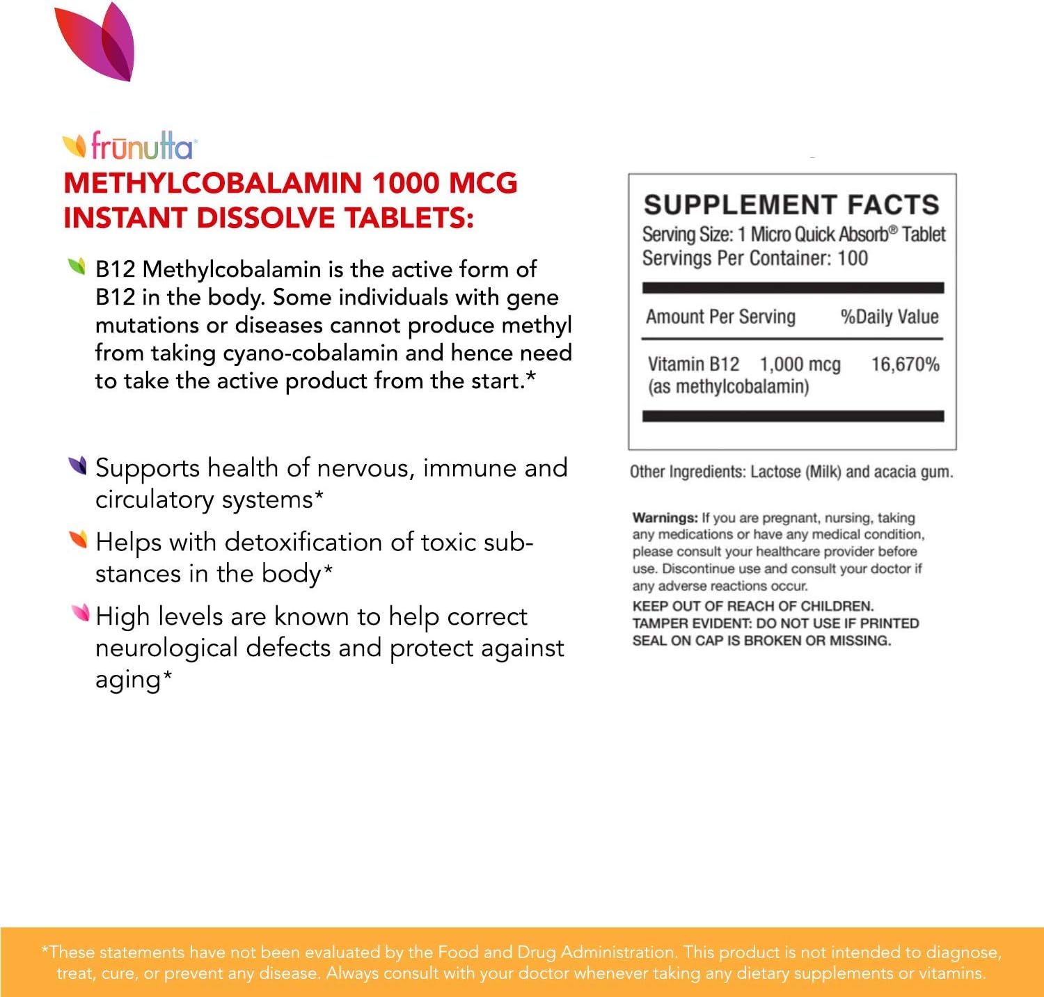 Vitamin B12 Methylcobalamin 1000 mcg, Under The Tongue Sublingual