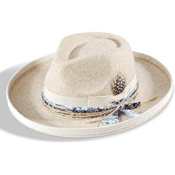 Vintage Wide Brim Fedora Hats for Mens Women 100% Wool Felt Panama Rancher Hat s-l400.jpg main image 2