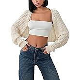 EliteLand Women's Bolero Shrug Sweaters Knitted Open Front Long Sleeve Cropped Tops Casual Fashion Cardigans Sweater