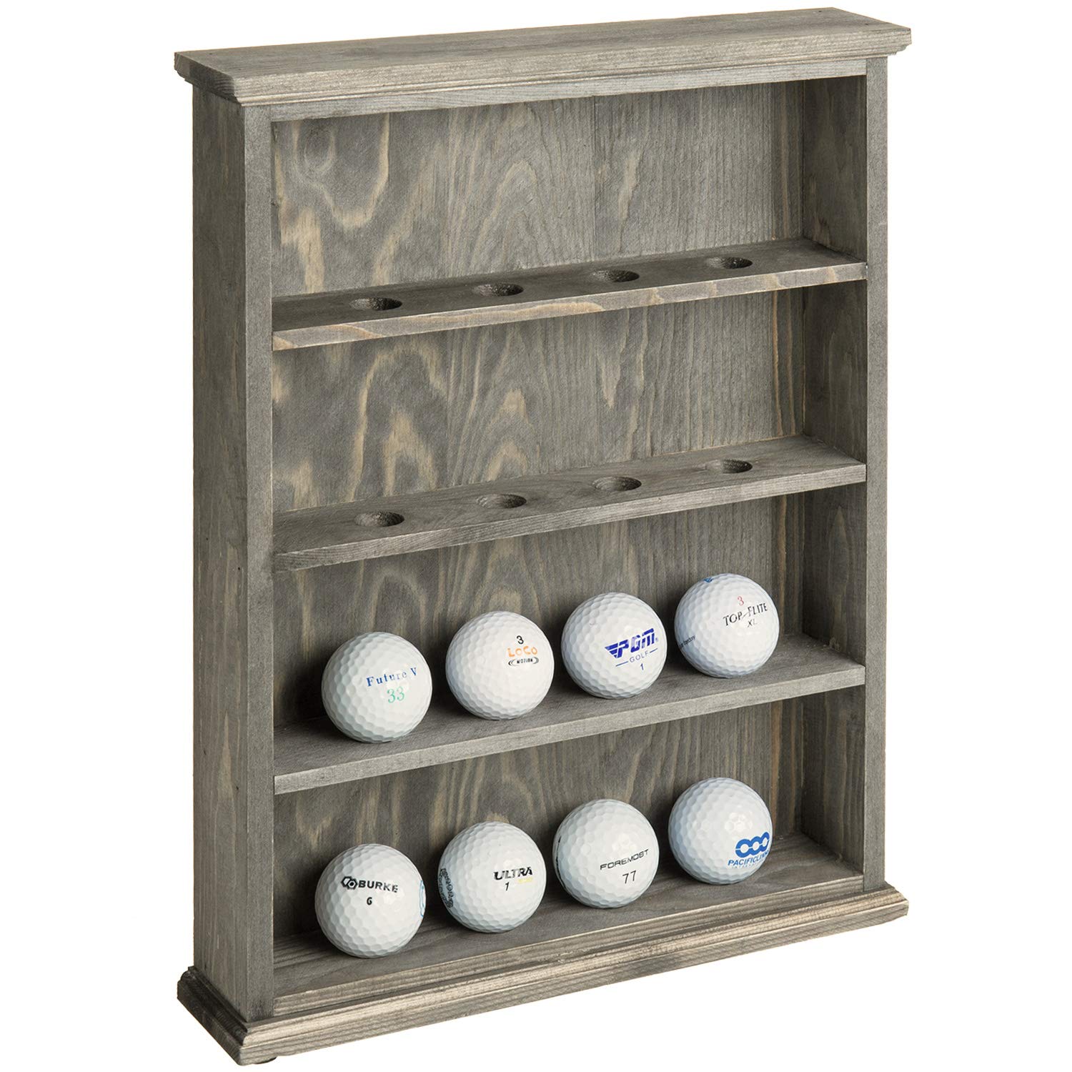 Buy MyGift Wall ed Golf Ball Holder Display Case, 4Tier Vintage Gray