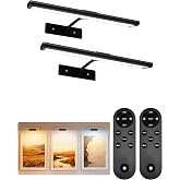 EZVALO Picture Light for Wall, 13'' Black Rechargeable 4800mAh Black Lights Wireless Remote, Dimmable Magnetic LED Art Painting Light with 3 Color Temperatures, Display for Gallery, Living Room(2P)