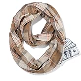 Ulalaza Infinity Scarf with Hidden Zipper Pocket Lightweight Travel Wrap for Women Girls
