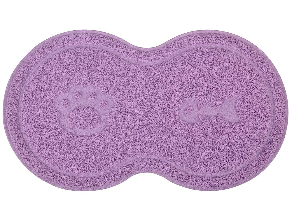 8-Shaped Cat Pet Litter Tray Mat,Kitty Litter Rug,Doormat,46x26 cm (Purple)