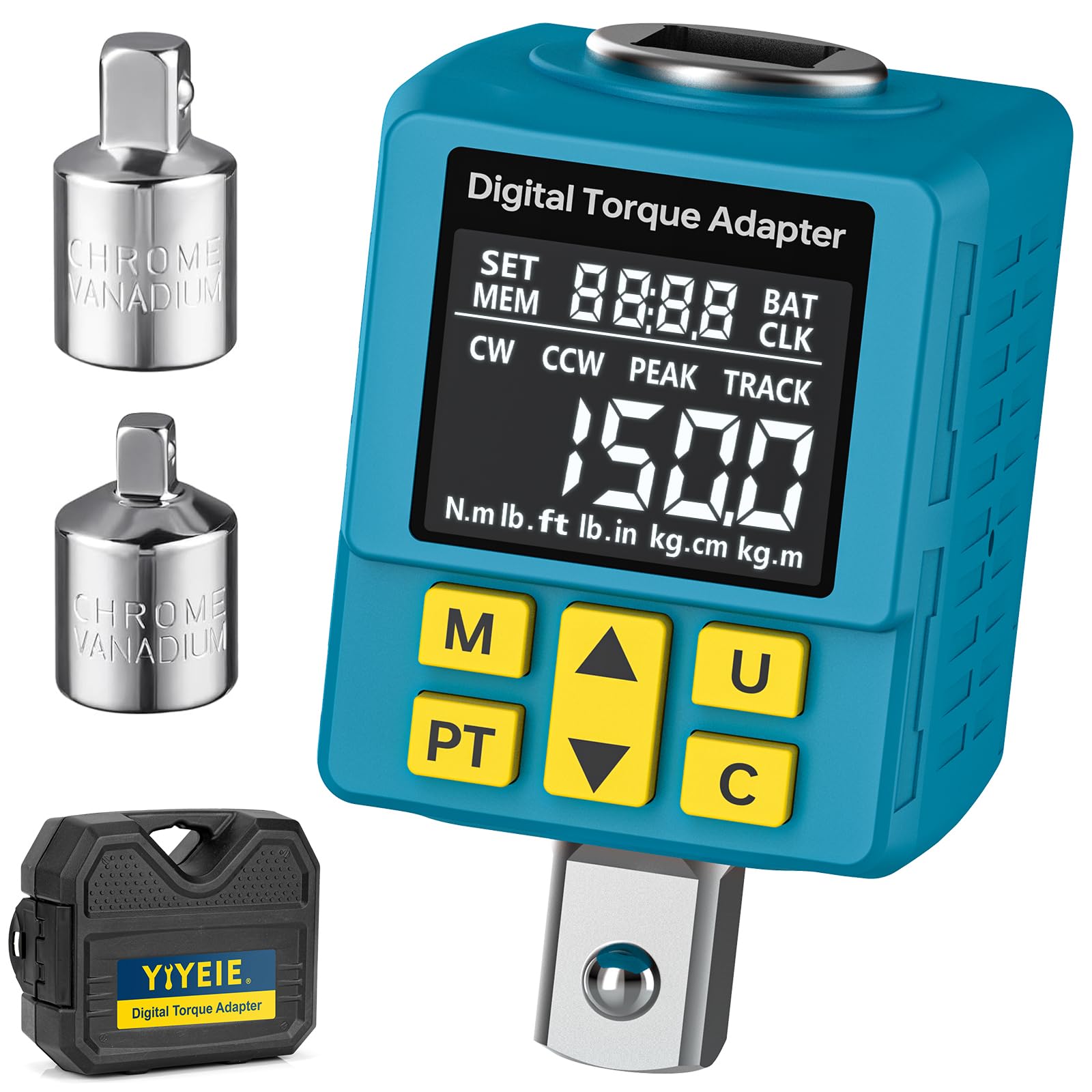Photo 1 of 1/2" Digital Torque Adapter, (±1% Accuracy, 7.4-150Ft-lb) Digital Torque Wrench Adapter for Auto, with Upgrade Color Display, Versatile Meter - Smart Alert | Peak/Track | Preset | Store/Delete(203N.m)
