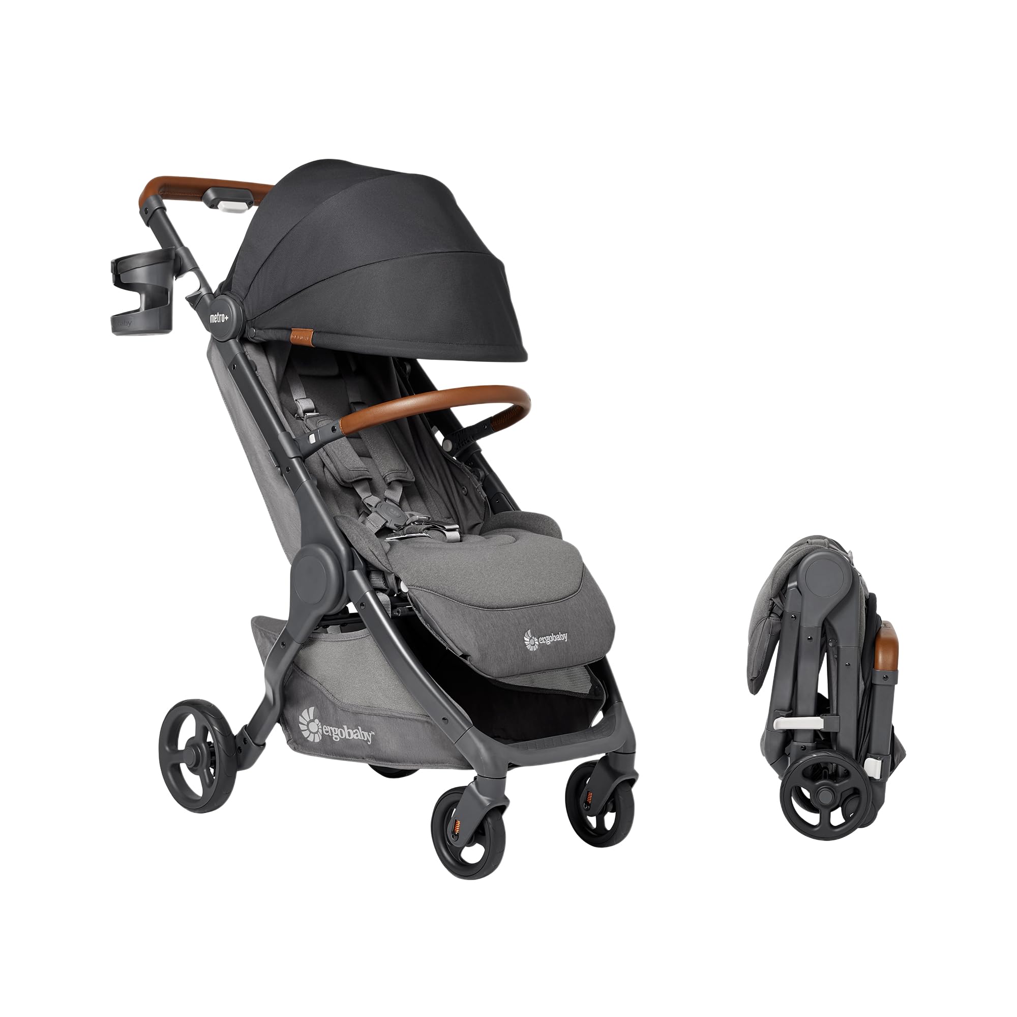 Ergobaby Metro+ Deluxe Compact Baby Stroller - Foldable, Lightweight Umbrella Stroller - Folds Down for Overhead Airplane Storage (Carries up to 50 lbs) - Car Seat Compatible - Skyline Shawdow Image