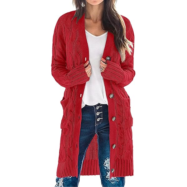 Women Long Sleeve Cable Knitted Open Front Belted Chunky Maxi