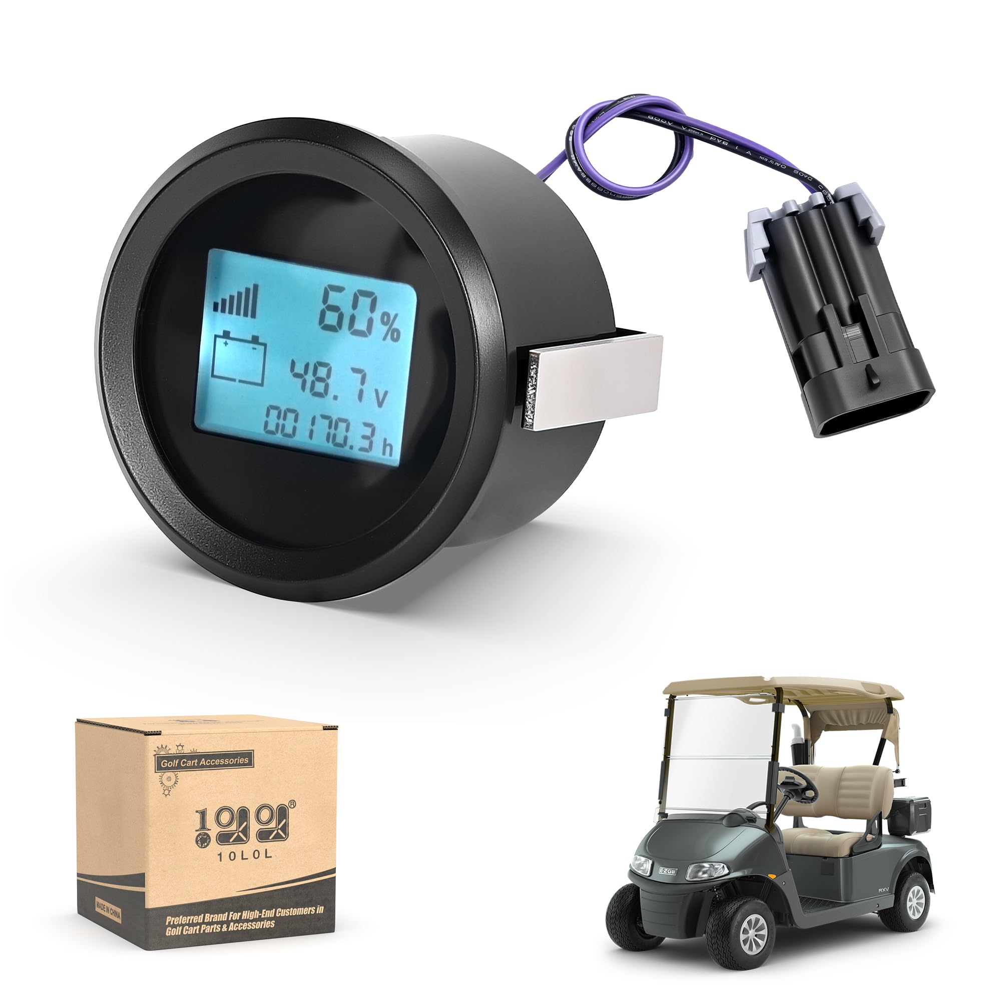 Photo 1 of 10L0L Golf Cart Battery Monitor Meter for EZGO RXV 2008-up Electric, LED Battery Capacity and Voltage Indicator Meter Only Fit Lead-Acid Batterys Level Indicator Monitor Gauge, OEM# 612314