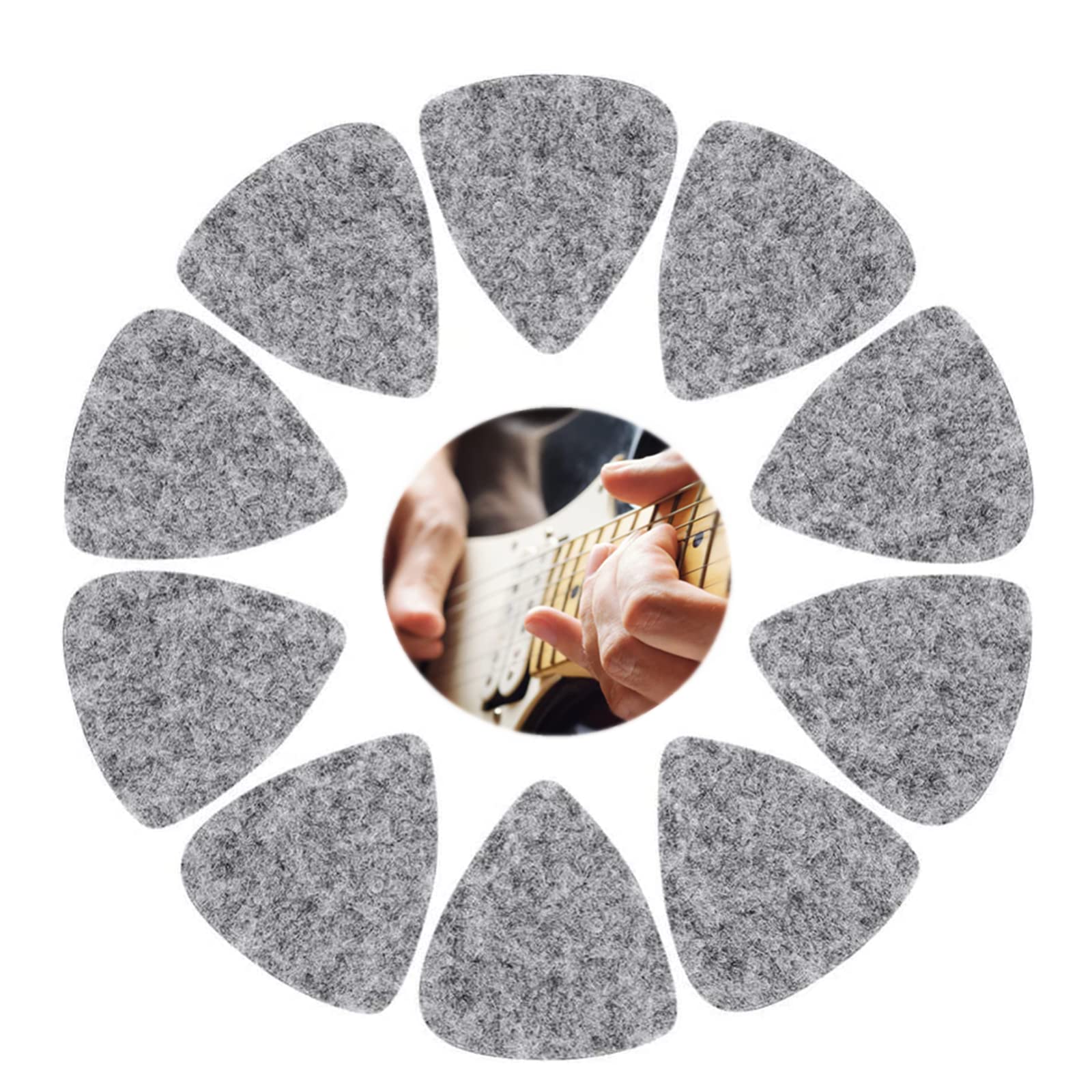 10 PCs Wool Felt Guitar Picks Ukulele Picks Plectrums with Solid Leather Thin Guitar Picks Colorful for Electric Acoustic Bass Guitar 3mm(Gray)