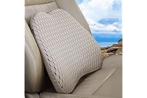 XINJUN Memory Foam car Lumbar Support Pillow - Memory Foam Back Cushion - Used for car Seats, Office Chairs, recliners, Sofas, etc. (Beige)