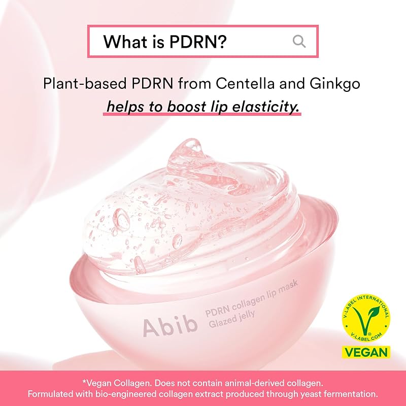 PDRN Collagen Lip Mask Glazed Jelly 0,38 fl oz / 11 ml | Mascarilla labial coreana hidratante, bálsamo nocturno Overnight Sleeping Mask para labios secos y agrietados, idea de regalo para mujer — foto 5 de 8