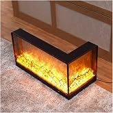 Fireplace Stove Corner Fireplace in Wall Recessed Electric Fireplace Decorative Electric Fireplace with Realistic Flame Log Hearth and Remote Control, L-shaped Corner Fireplace for Background Wall, B