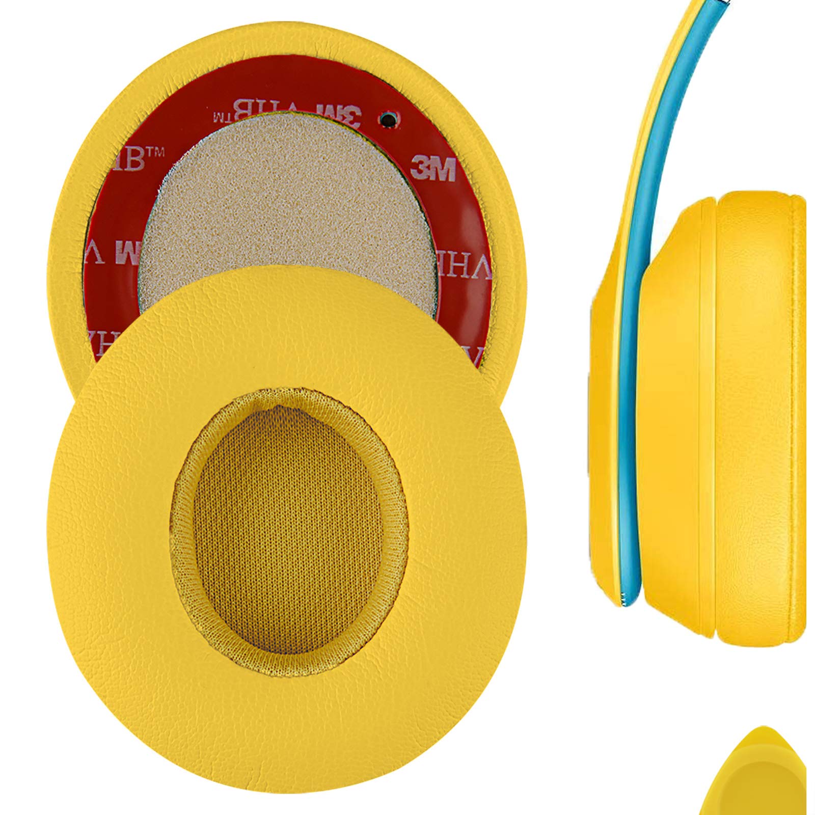 Geekria Replacement Ear Pads for Beats Solo 2 (B0534) & Solo 3 (A1796) Wireless On-Ear Headphones, Ear Cushions (Club Yellow)