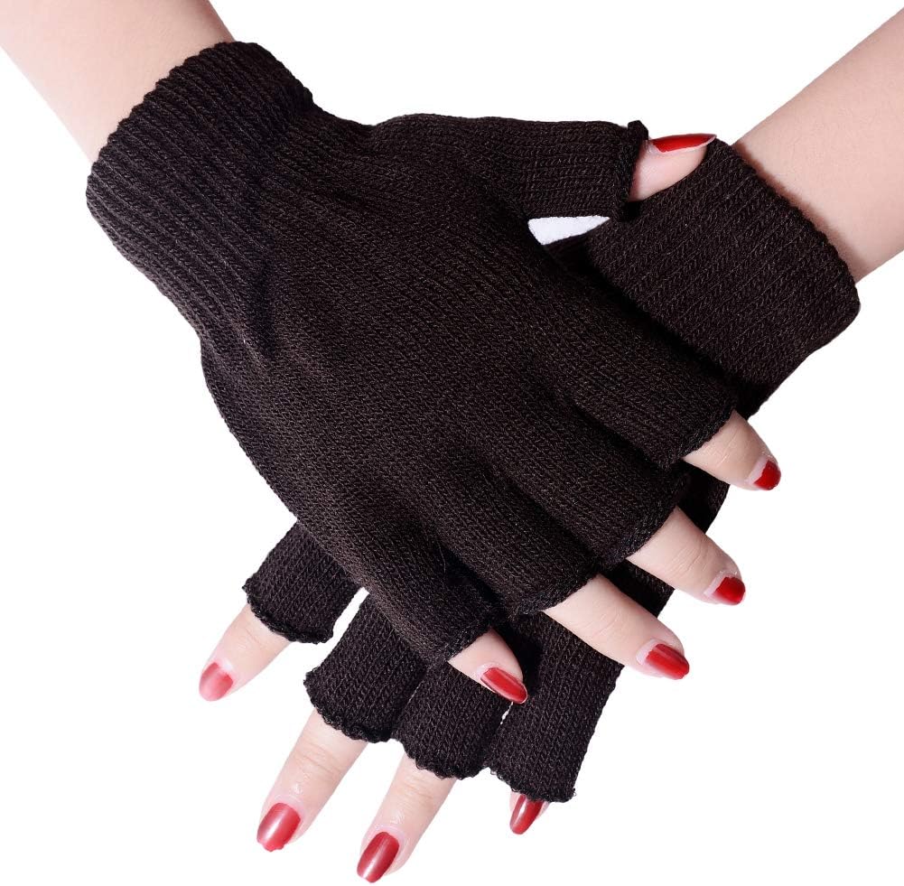 Women Men Half Finger Gloves Winter Warmer Knitted Mittens Fingerless