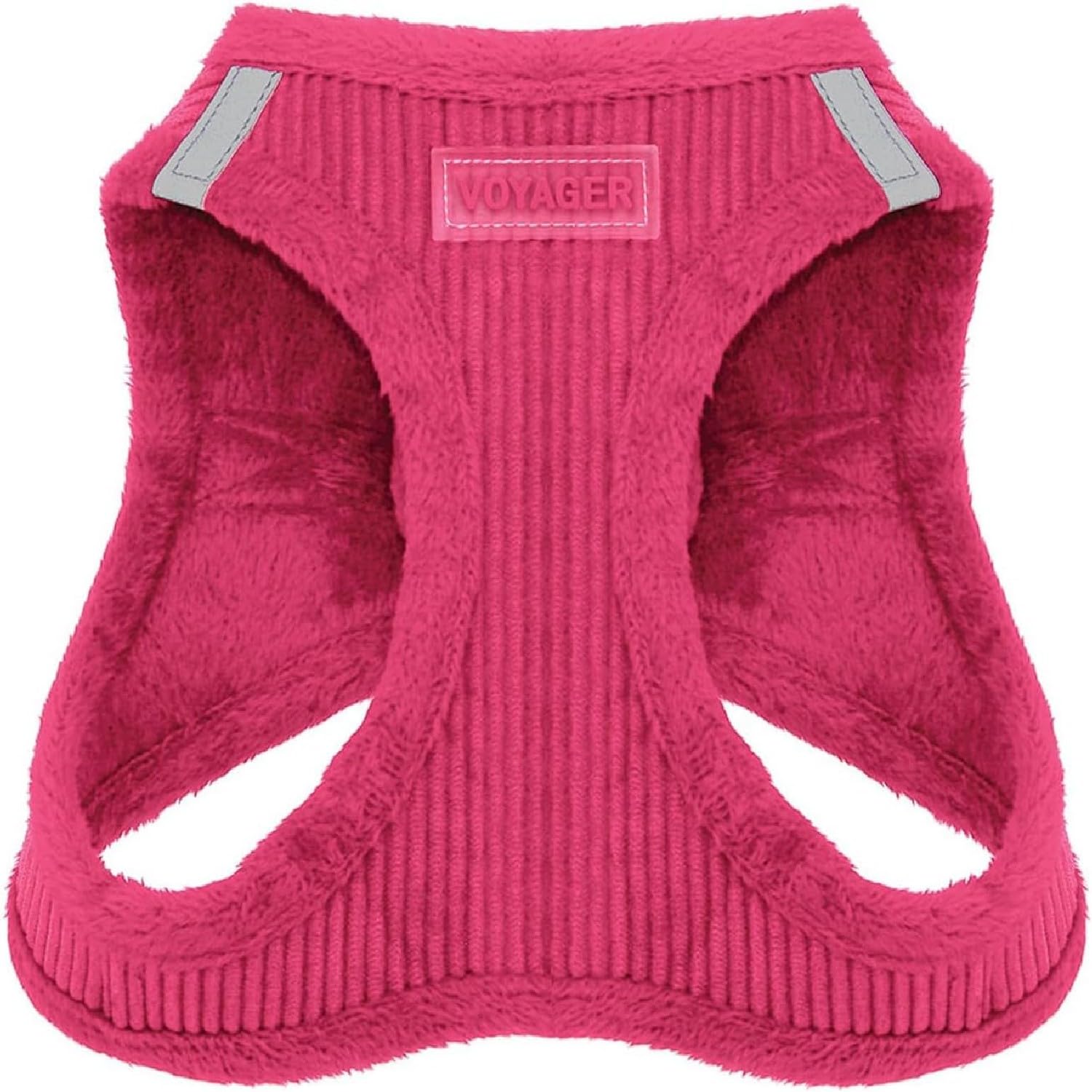 Voyager Step-In Plush Dog Harness by Best Pet Supplies - Step In Vest Harness for Small and Medium Dogs, Soft Plush, Fuchsia Corduroy, size L - Chest: 18 - 20.5"