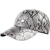 LABANCA Unisex Snakeskin Baseball Cap PU Leather Casual Trucker Baseball Cap Hat