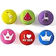 Pawdoer Squeaky Dog Ball, Latex Cute Dog Toys for Puppy and Small Dogs Soft Rubber Fetch Play Catch Ball Bounce and Funny Squeak Pet Dog Toys