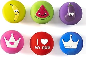 Pawdoer Squeaky Dog Ball, Latex Dog Toys for Puppy and Small Dogs Soft Rubber Fetch Play Catch Ball Bounce and Funny Squeak Pet Dog Toys
