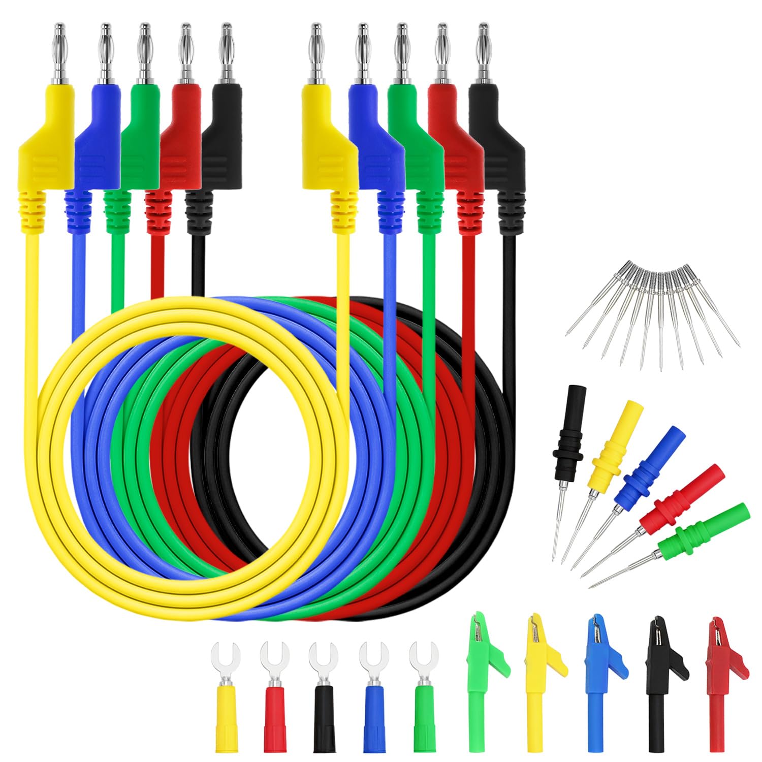 QWORK® 30PCS 4mm Banana Plug Test Leads Kit for Multimeter Testing
