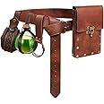 Belt Pouch Waist Bag Fanny Pack Steampunk Phone Holder Medieval Bag Leather Belt Renaissance Cosplay Costume Accessories (Tri-Brown)
