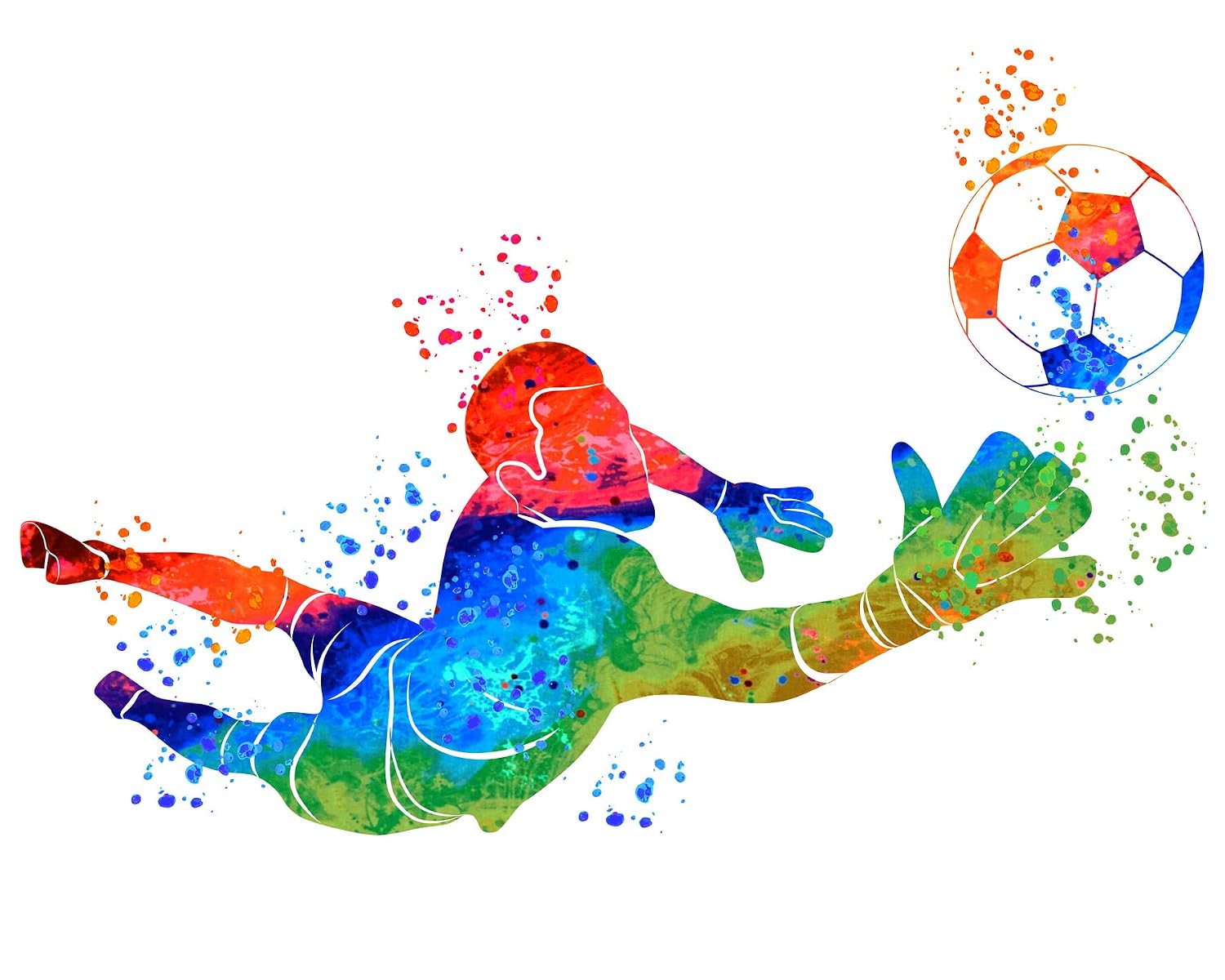 Watercolor Vibrant Soccer Wall Art for Men - Gift for Him - Sports Posters - Workout Football room decor - Abstract decor for boys bedroom…