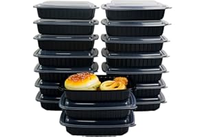 Tabergpak 120 Pieces To Go Food Storage Containers with Lids 60 Pack 1 Compartment Meal Prep Containers Reusable, Lunch Box, Plastic Food Tray lunchable Container,Microwave & Freezer & Dishwasher Safe