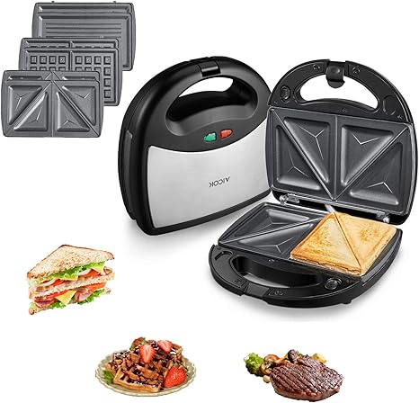 Aicok Sandwich Grill Gaufrier Appareil A Croque Monsieur 3 En 1