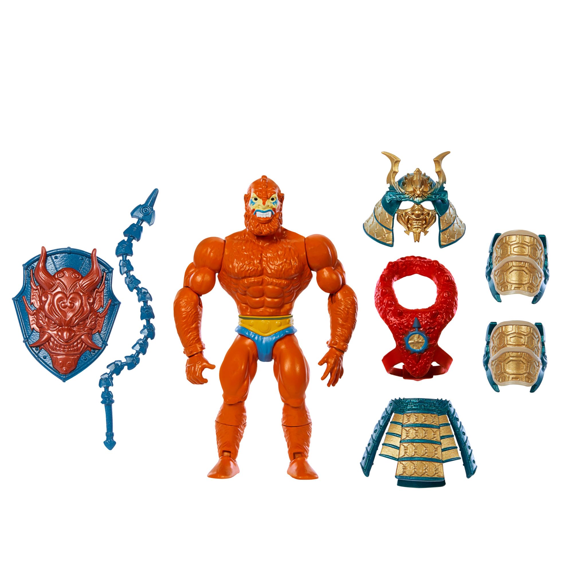 Masters of the Universe Origins Turtles of Grayskull Beast Man Action Figure Toy, 16 Articulations, TMNT & MOTU Crossover with Accessories, HTH11