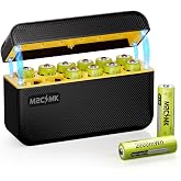 12 Pack Rechargeable AA Lithium Batteries with USB-C Charger | 12-Slot LCD Smart Case, 1.5V Constant Voltage, for Blink Outdoor Cameras &amp; Xbox Controllers, Ideal for High-Drain Devices