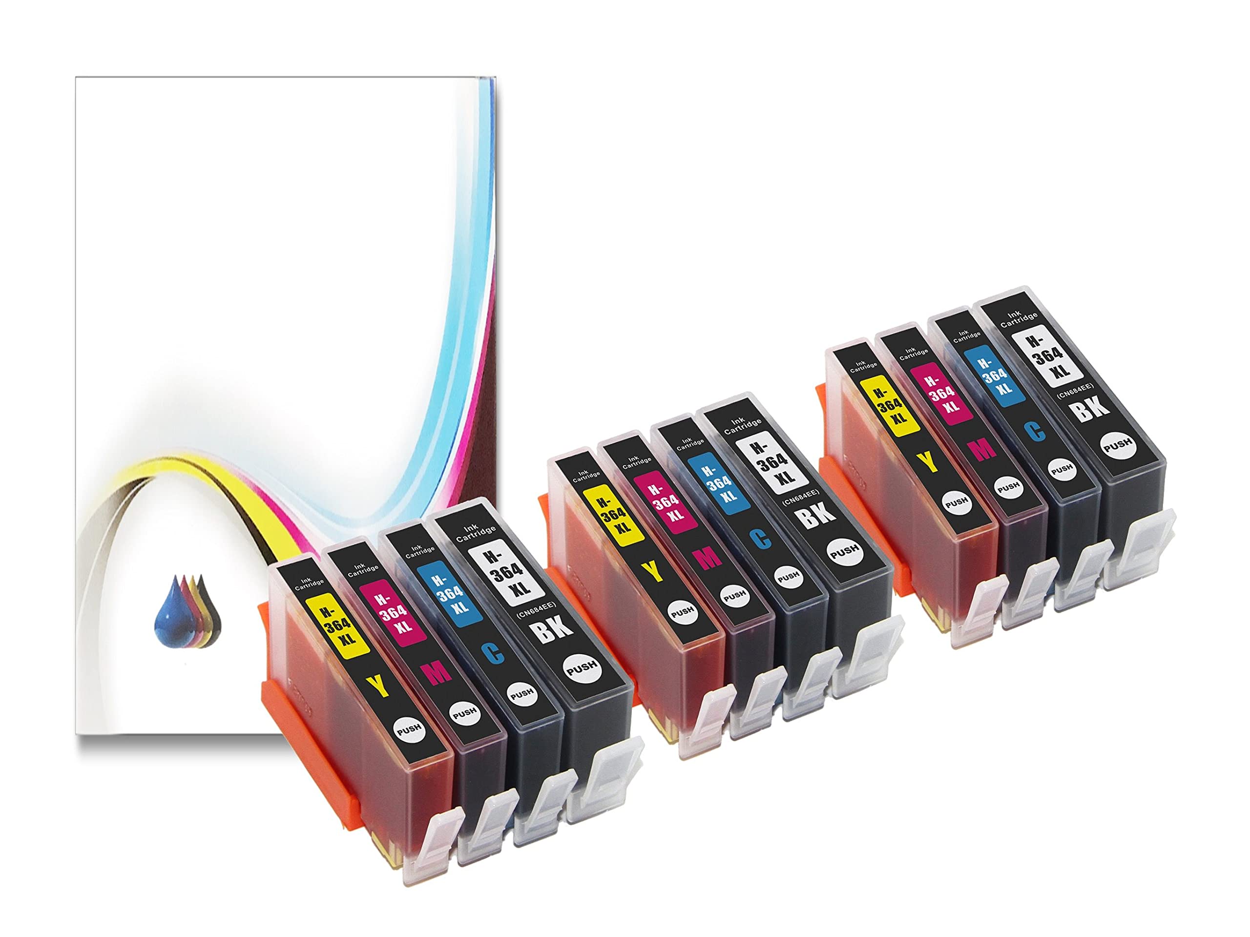 12PK Black Cyan Magenta Yellow H Compatible with HP 364XL printer nk Cartridges For Photosmart B109a B109n B109d B109f B110a B110c B110e B111 B210a B210c B211