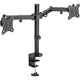 AMER Dual LCD LED Monitor Desk Mount Stand with C-clamp | Heavy Duty Fully Adjustable Arms Hold 2 Screens up to 32 inches (2E