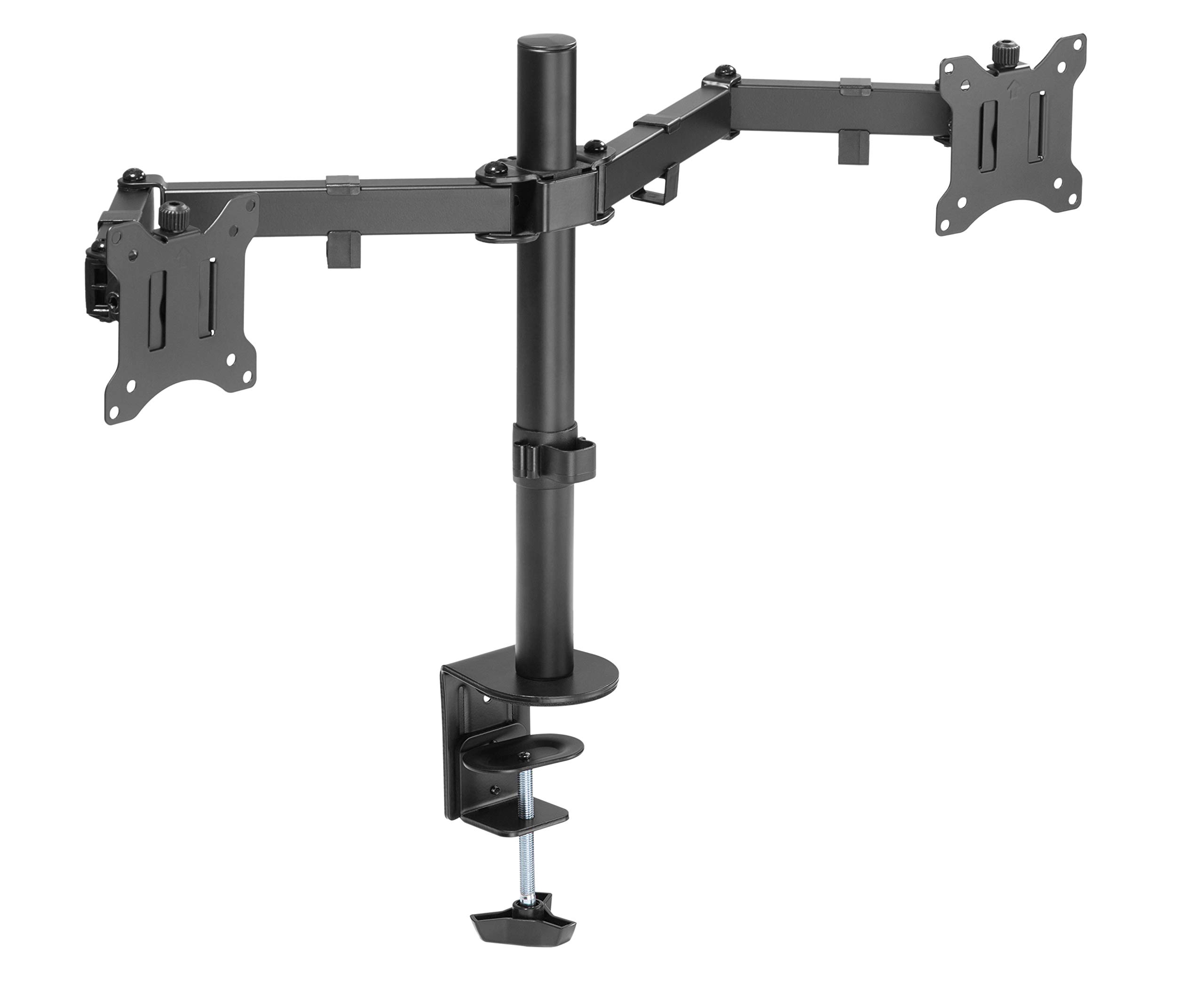 Amer Dual Monitor Stand for 17-32 inch VESA 75x75/100x100 Screens, Height Adjustable Monitor Arm with 2 Installation methods