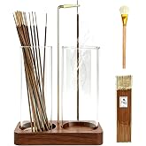MACUSOO 2 in 1 Incense Holder,Wooden Incense Holder for Sticks | with 20 Incense Sticks, Anti-ash Incense Burner with Glass Ash Catcher for Meditation Yoga Spa Gift Home Decor