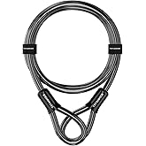 Titanker Bike Lock Cable,12mm Thick Security Cable with Loops Heavy Duty Steel Cable Vinyl Coated Bike Cable Lock Security Chain (4ft, 7ft, 15ft, 30ft)
